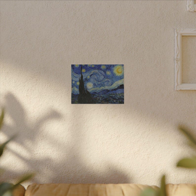 The Starry Night Canvas Print by Vincent van Gogh, Post Impressionism Wall Art, Famous Painting, Ready to Hang image 3