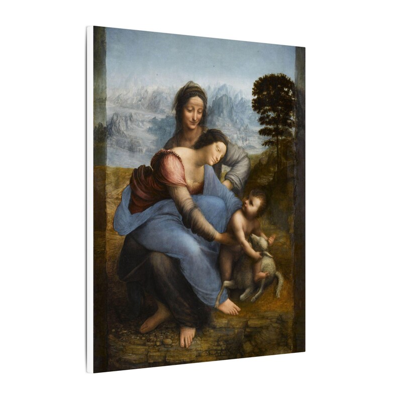 La Virgen, el Niño Jesús y Santa Ana, Leonardo da Vinci – Cuadro en lienzo, Renacimiento, pintura famosa, listo para colgar imagen 6