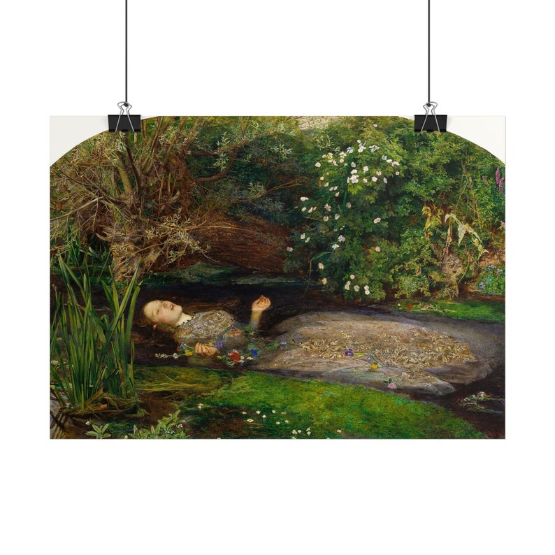 Ophelia Print by John Everett Millais, Pre Raphaelite Art Poster, Famous Painting Wall Art, A4 A3 A2, Printed in EU image 1