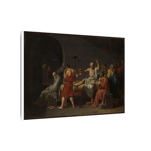 La muerte de Sócrates, Jacques-Louis David – Cuadro en lienzo, Neoclasicismo, pintura famosa, listo para colgar imagen 2