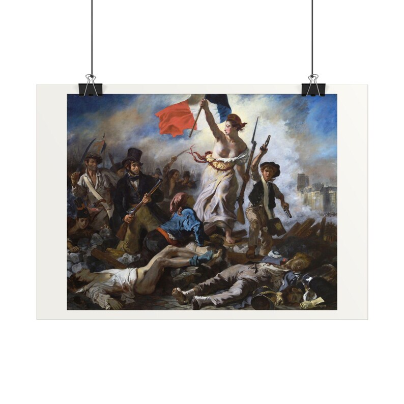 Liberty Leading the People Print by Eugène Delacroix, Romanticism Art Poster, Famous Painting Wall Art, A4 A3 A2, Printed in EU image 1