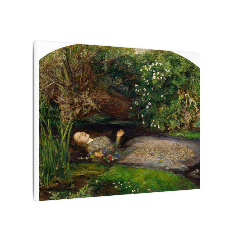 Ofelia, John Everett Millais – Cuadro en lienzo, Prerrafaelismo, pintura famosa, listo para colgar imagen 6