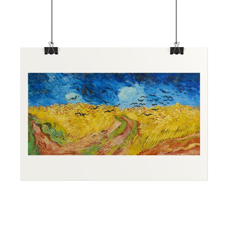 Wheatfield with Crows Print by Vincent van Gogh, Post Impressionism Art Poster, Famous Painting Wall Art, A4 A3 A2, Printed in EU image 1
