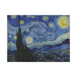 The Starry Night Canvas Print by Vincent van Gogh, Post Impressionism Wall Art, Famous Painting, Ready to Hang image 1