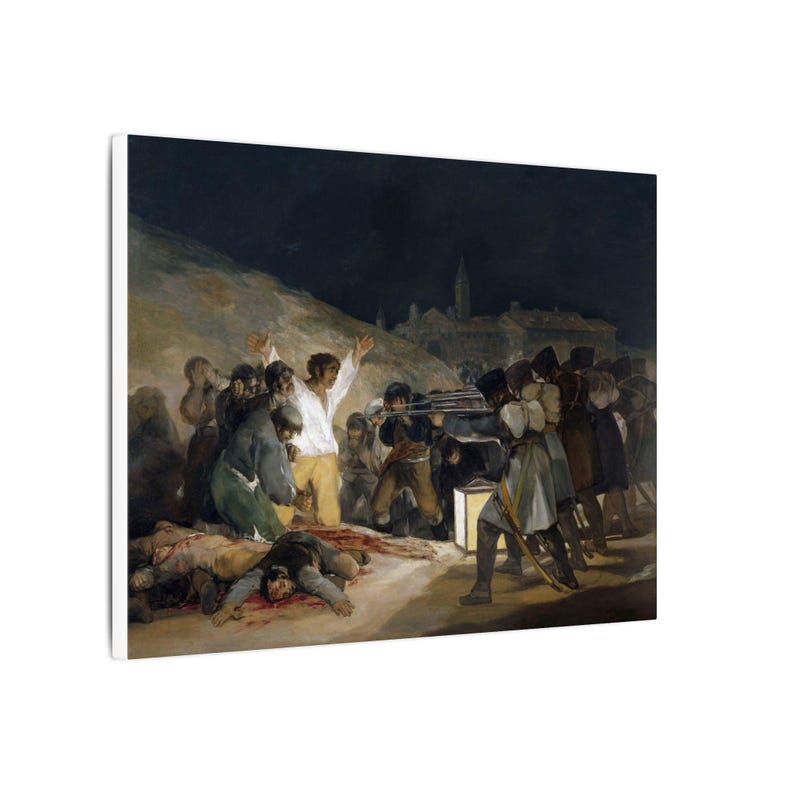 Canvasprint 'De Derde Mei 1808' van Francisco Goya, romantische muurdecoratie, beroemd schilderij, klaar om op te hangen. afbeelding 10