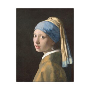 La joven de la perla, Johannes Vermeer – Cuadro en lienzo, Siglo de Oro neerlandés, pintura famosa, listo para colgar imagen 1