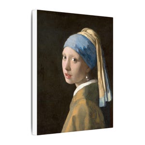 La joven de la perla, Johannes Vermeer – Cuadro en lienzo, Siglo de Oro neerlandés, pintura famosa, listo para colgar imagen 10