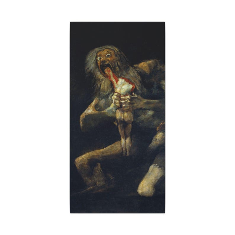 Saturn Devouring His Son Canvas Print by Francisco Goya, Dark Wall Art, Famous Painting, Ready to Hang image 1