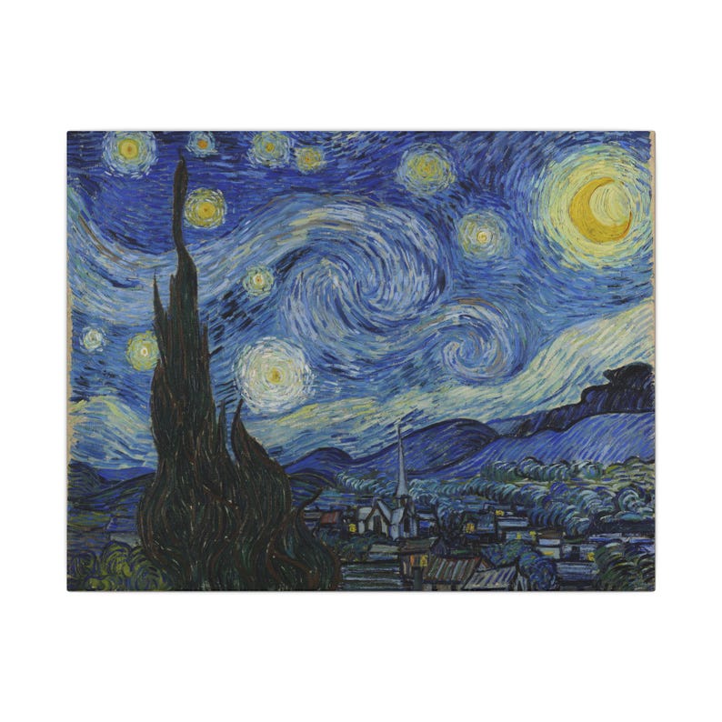 The Starry Night Canvas Print by Vincent van Gogh, Post Impressionism Wall Art, Famous Painting, Ready to Hang image 5