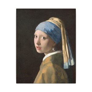 La joven de la perla, Johannes Vermeer – Cuadro en lienzo, Siglo de Oro neerlandés, pintura famosa, listo para colgar imagen 9