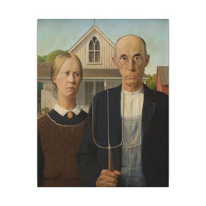American Gothic Canvas Print by Grant Wood, Americana Wall Art, Famous Painting, Ready to Hang image 1