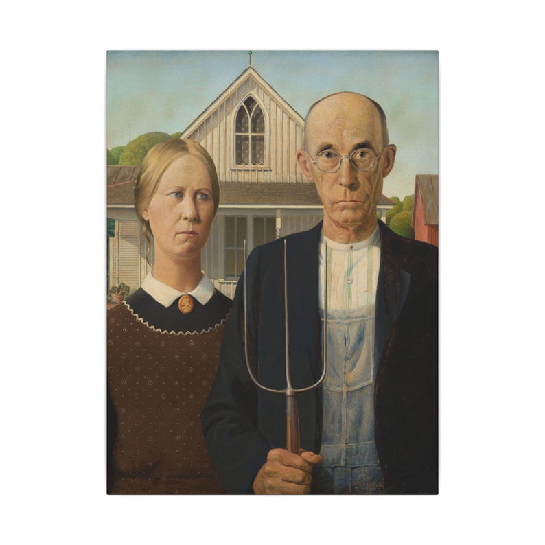 American Gothic Canvas Print by Grant Wood, Americana Wall Art, Famous Painting, Ready to Hang image 5
