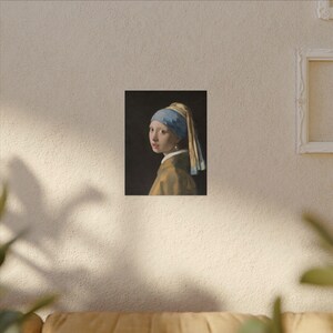 La joven de la perla, Johannes Vermeer – Cuadro en lienzo, Siglo de Oro neerlandés, pintura famosa, listo para colgar imagen 3