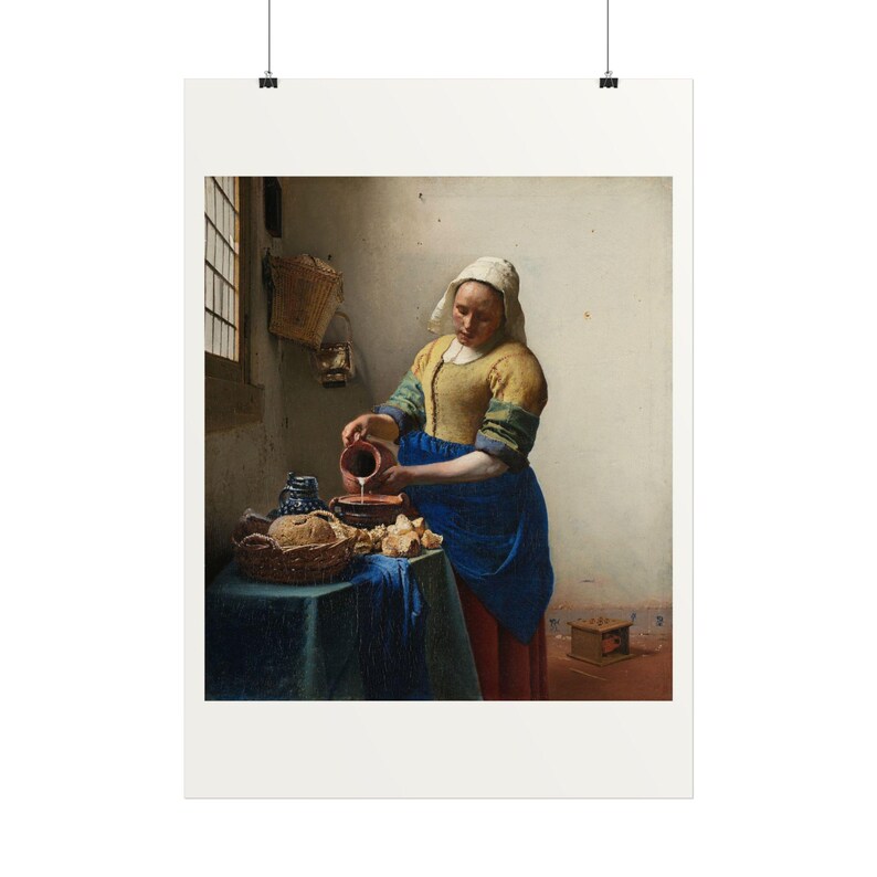 La lattaia, Johannes Vermeer – Stampa poster, quadro famoso, Secolo d'oro olandese, A4 A3 A2 A1, stampato in UE immagine 3