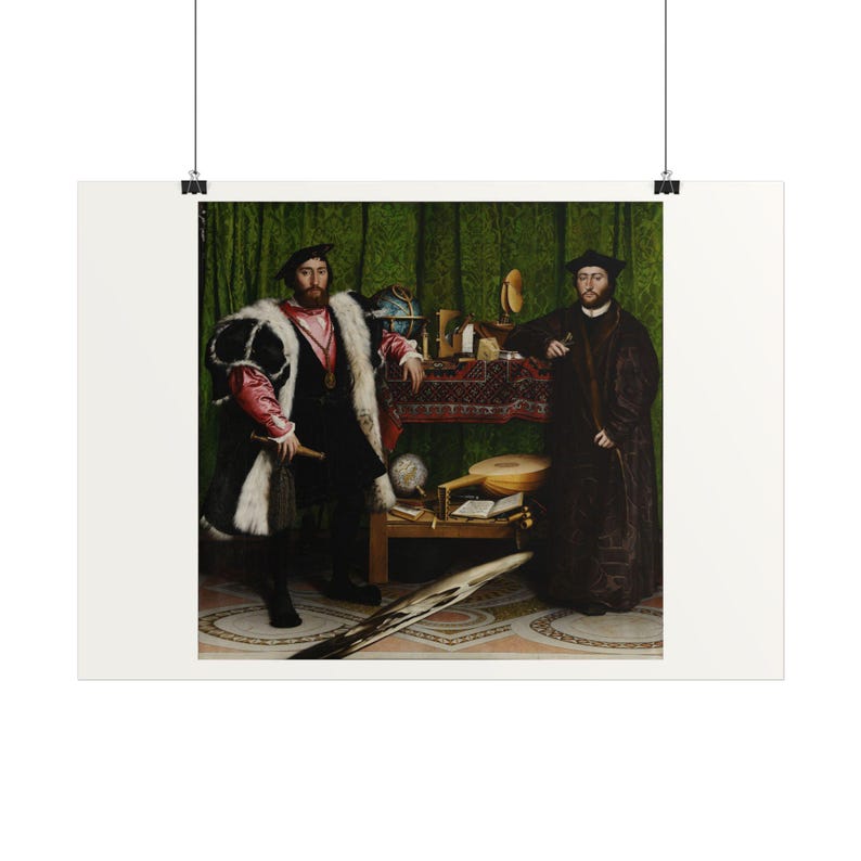 The Ambassadors Print by Hans Holbein the Younger, Renaissance Art Poster, Famous Painting Wall Art, A4 A3 A2 A1, Printed in EU image 3