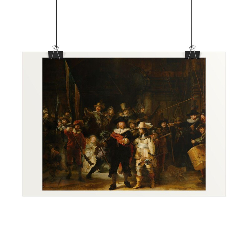 The Night Watch Print by Rembrandt, Dutch Golden Age Art Poster, Famous Painting Wall Art, A4 A3 A2, Printed in EU image 1