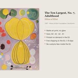The Ten Largest, No. 7, Adulthood Print by Hilma af Klint, Abstract Art Poster, Famous Painting Wall Art, A4 A3 A2 A1, Printed in EU image 7