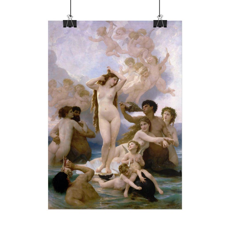 Venus födelse, tryck av William-Adolphe Bouguereau, akademisk konstaffisch, berömd målning, A4 A3 A2 A1, tryckt i EU bild 4