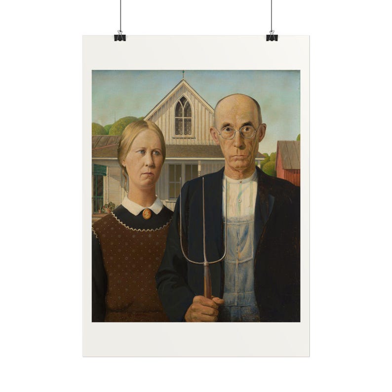 American Gothic Print by Grant Wood, Americana Art Poster, Famous Painting Wall Art, A4 A3 A2 A1, Printed in EU image 2