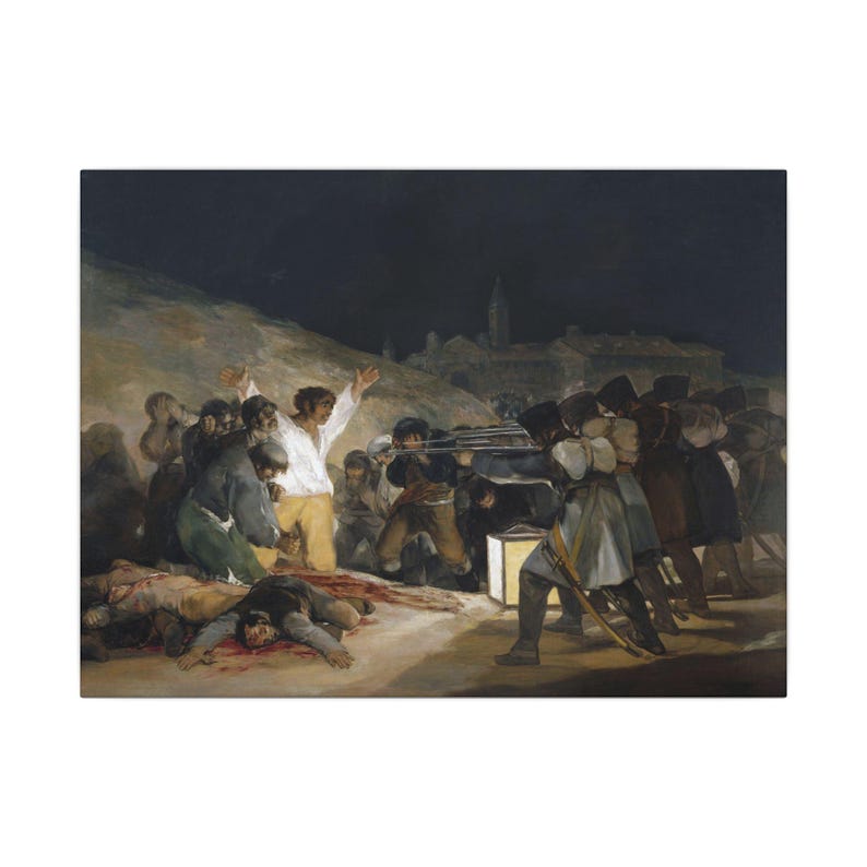 Canvasprint 'De Derde Mei 1808' van Francisco Goya, romantische muurdecoratie, beroemd schilderij, klaar om op te hangen. afbeelding 9