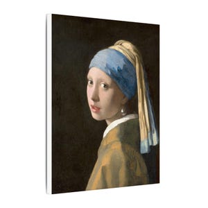 La joven de la perla, Johannes Vermeer – Cuadro en lienzo, Siglo de Oro neerlandés, pintura famosa, listo para colgar imagen 2