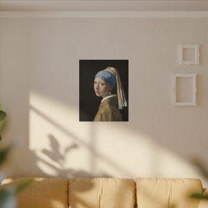 La joven de la perla, Johannes Vermeer – Cuadro en lienzo, Siglo de Oro neerlandés, pintura famosa, listo para colgar imagen 15