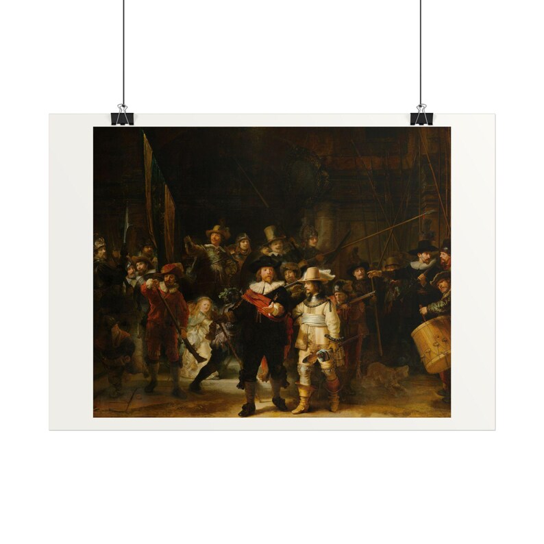 The Night Watch Print by Rembrandt, Dutch Golden Age Art Poster, Famous Painting Wall Art, A4 A3 A2, Printed in EU image 2