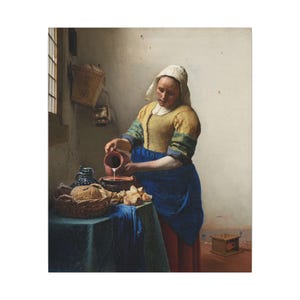 The Milkmaid Canvas Print by Johannes Vermeer, Dutch Golden Age Wall Art, Famous Painting, Ready to Hang image 1