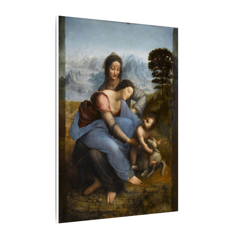 La Virgen, el Niño Jesús y Santa Ana, Leonardo da Vinci – Cuadro en lienzo, Renacimiento, pintura famosa, listo para colgar imagen 14