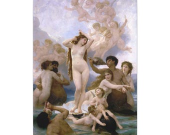 La nascita di Venere, William-Adolphe Bouguereau – Quadro su tela, Accademismo, dipinto famoso, pronto da appendere
