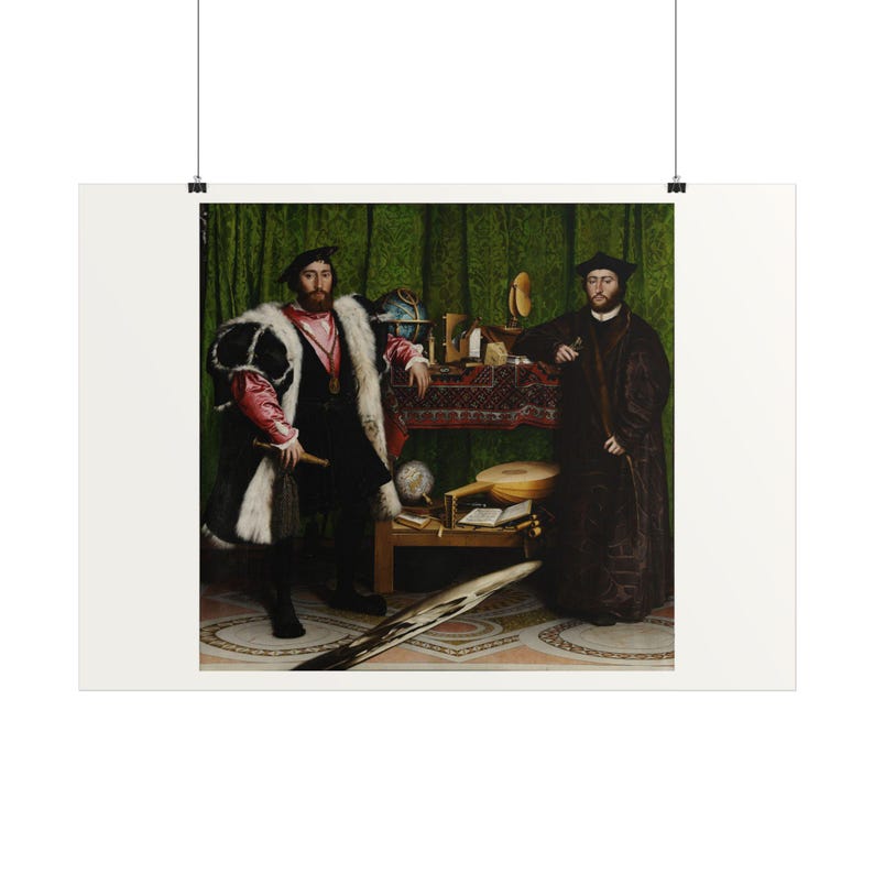 The Ambassadors Print by Hans Holbein the Younger, Renaissance Art Poster, Famous Painting Wall Art, A4 A3 A2 A1, Printed in EU image 4