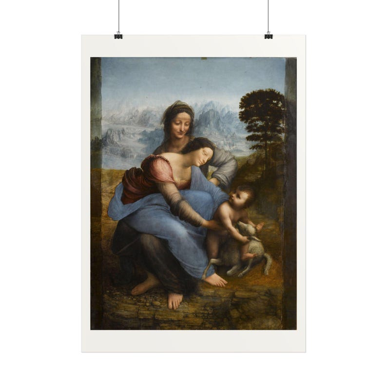 The Virgin and Child with Saint Anne Print by Leonardo da Vinci Poster, Famous Painting Wall Art, A4 A3 A2 A1, Printed in EU image 3