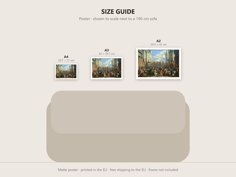 The Wedding at Cana Print by Paolo Veronese, Venetian Art Poster, Famous Painting Wall Art, A4 A3 A2, Printed in EU image 4