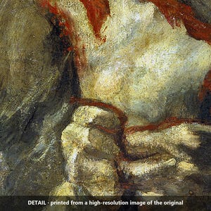 May include: A detailed oil painting reproduction featuring a pale, textured torso with visible brushstrokes and deep red pigment accents. A dark, thin cord wraps around the midsection. The text at the bottom reads: DETAIL - printed from a high-resolution image of the original.