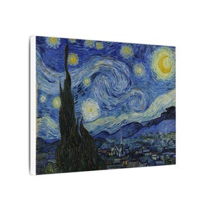 The Starry Night Canvas Print by Vincent van Gogh, Post Impressionism Wall Art, Famous Painting, Ready to Hang image 2