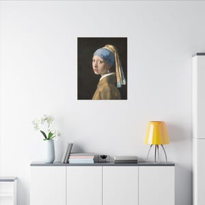 La joven de la perla, Johannes Vermeer – Cuadro en lienzo, Siglo de Oro neerlandés, pintura famosa, listo para colgar imagen 16