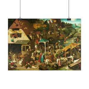 Netherlandish Proverbs Print by Pieter Brueghel the Elder, Flemish Art Poster, Famous Painting Wall Art, A4 A3 A2, Printed in EU image 2