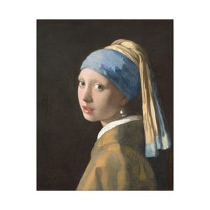 La joven de la perla, Johannes Vermeer – Cuadro en lienzo, Siglo de Oro neerlandés, pintura famosa, listo para colgar imagen 13