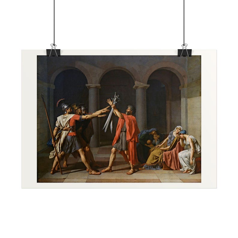 The Oath of the Horatii Print by Jacques-Louis David, Neoclassical Art Poster, Famous Painting Wall Art, A4 A3 A2, Printed in EU image 1