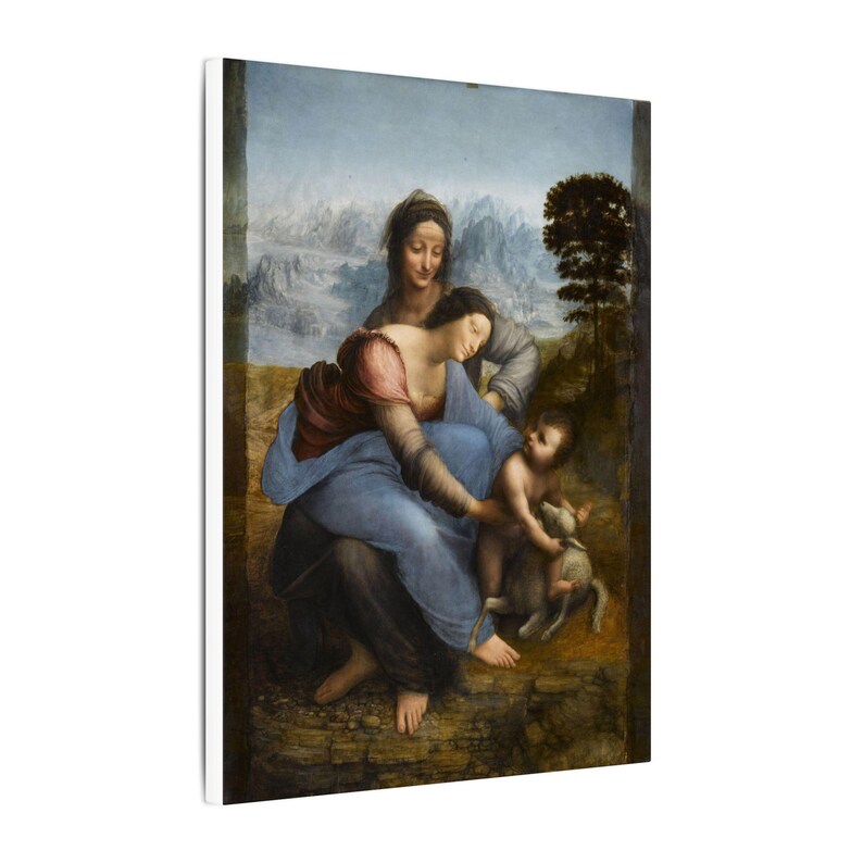 La Virgen, el Niño Jesús y Santa Ana, Leonardo da Vinci – Cuadro en lienzo, Renacimiento, pintura famosa, listo para colgar imagen 2