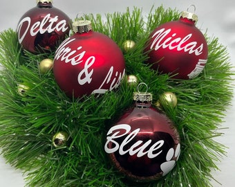 Christmas ball with name | Christmas tree balls glass | LED
