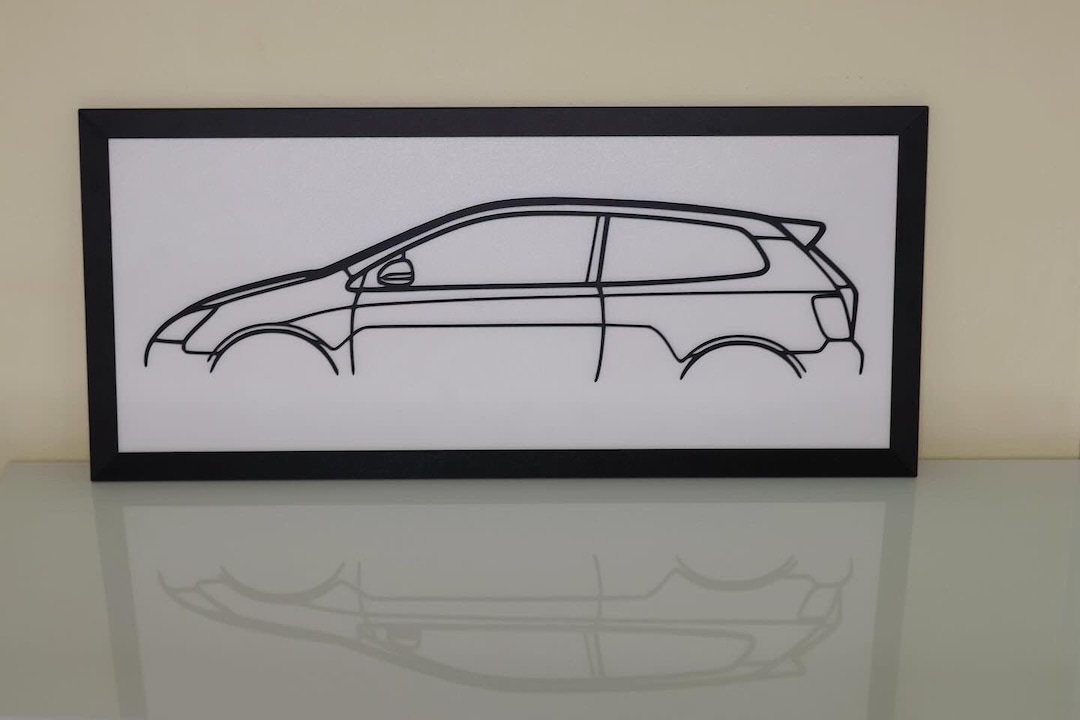Type R Silohette Civic EP3 Type R, Silhouette, Mural, MDF Wood, Wall Art, Garage ...