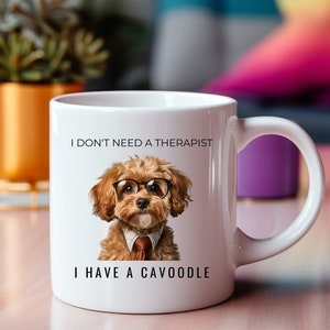 Cavoodle Dog Lover, Cavoodle Gift, Dog Therapy, Cavoodle Mug, White 11oz Ceramic Mug