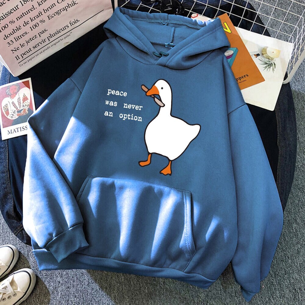 KIEKIECOO Cute Duck Sweatshirts With Pocket No Hood For