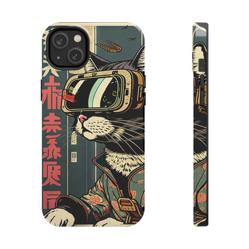 Japanese Woodblock Print Cyberpunk Sci-Fi Cats Namiko iPhone 11 12 13 14 15 Pro Max Tough Phone Case image 8