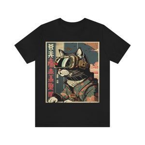 Impresión en madera japonesa Cyberpunk Sci-Fi Cats - Namiko - Camiseta unisex