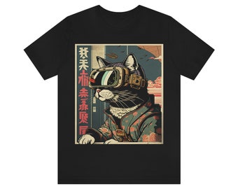Japanese Woodblock Print Cyberpunk Sci-Fi Cats - Namiko - Unisex T-Shirt