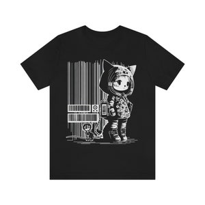 Cyberpunk Sci-Fi Gamer Girl Cats - Hoodie and Cat - Unisex T-Shirt