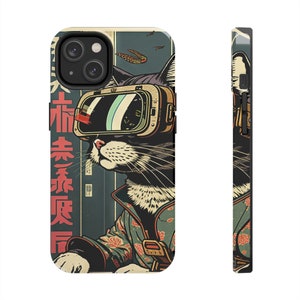 Japanese Woodblock Print Cyberpunk Sci-Fi Cats Namiko iPhone 11 12 13 14 15 Pro Max Tough Phone Case image 2