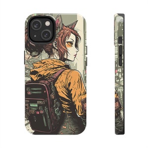 Cyberpunk Sci-Fi Anime Japan Tokyo Cat Girl - Yua - Tåligt mobilskal för iPhone 11 12 13 14 Pro Max
